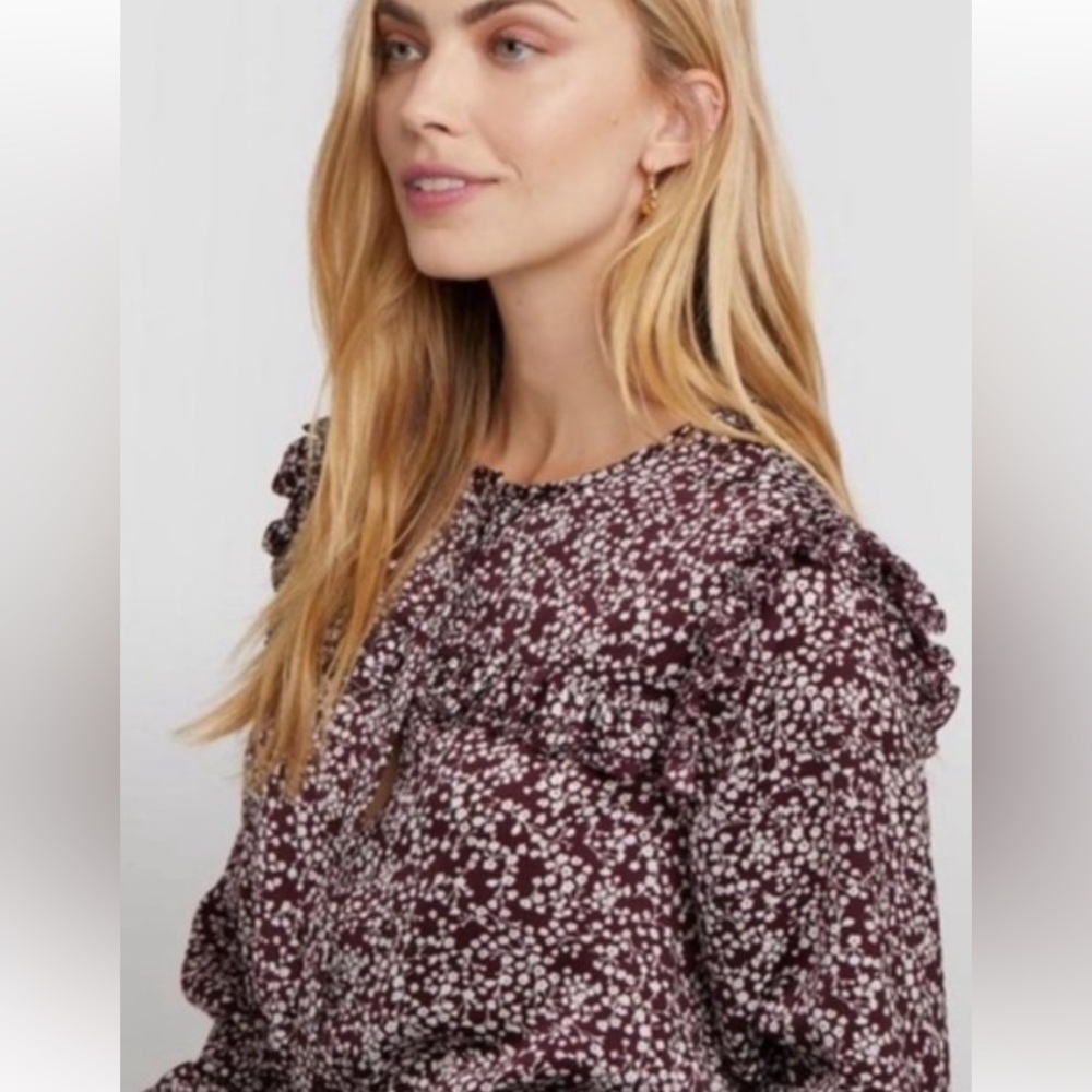 Rebecca Minkoff Selandra Floral Currant Button Blouse Large NWT - Picture 5 of 12